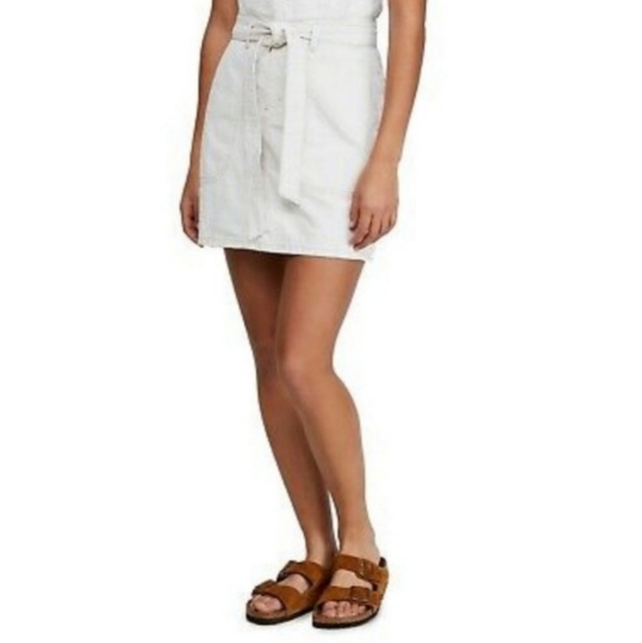 Free People Splendor in the Grass Cream Paper Bag Waist Mini Skirt Size 2 - Picture 10 of 14